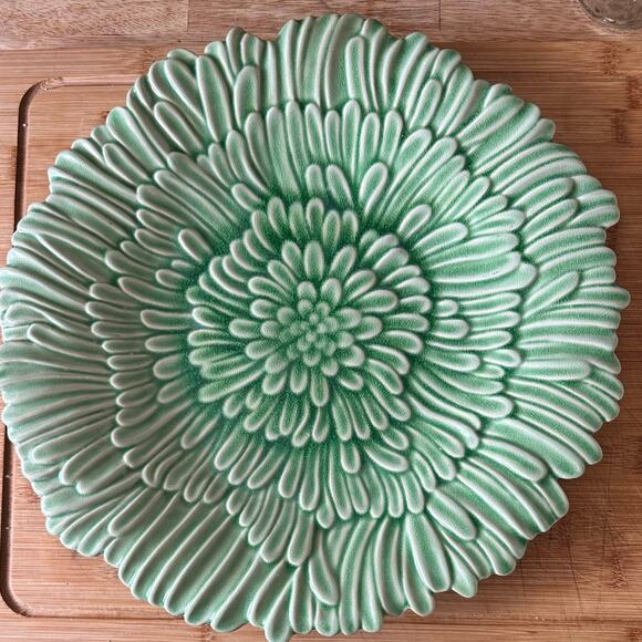 Pottery Barn Other - Pottery Barn Chrysanthemum Majolica Style Charger Platter 14” large 3D plate